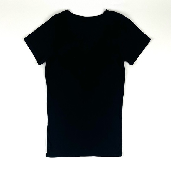 PINK Victoria’s Secret Black Velvet Cheetah Logo V-Neck Tee - Picture 2 of 7